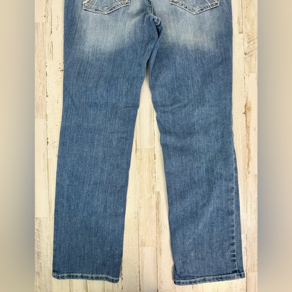 Ariat Real Jeans Womens 33R Blue Medium Wash Mid Rise Embroidered Denim - Picture 12 of 12